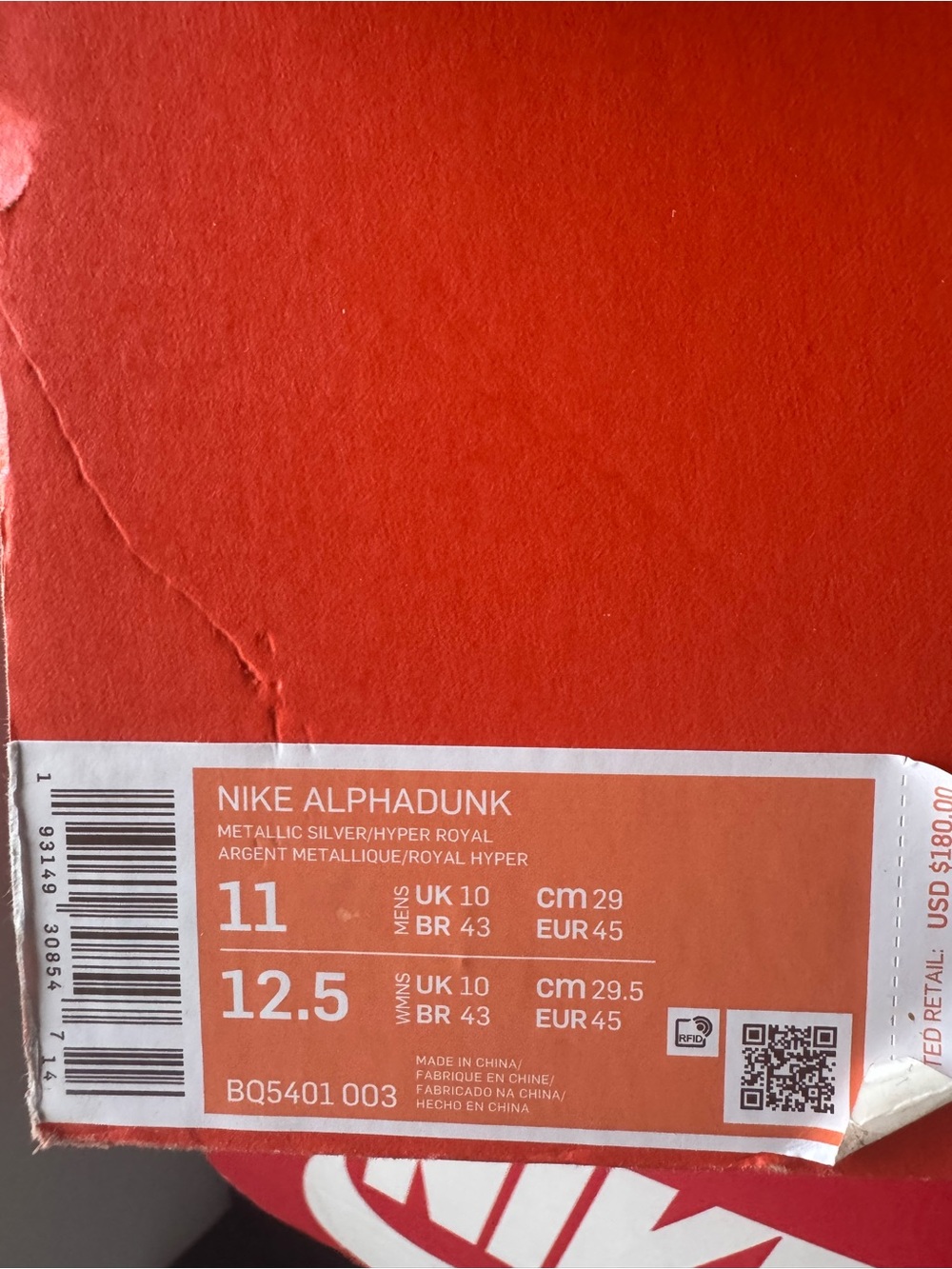 New Nike AlphaDunk in Box with Label